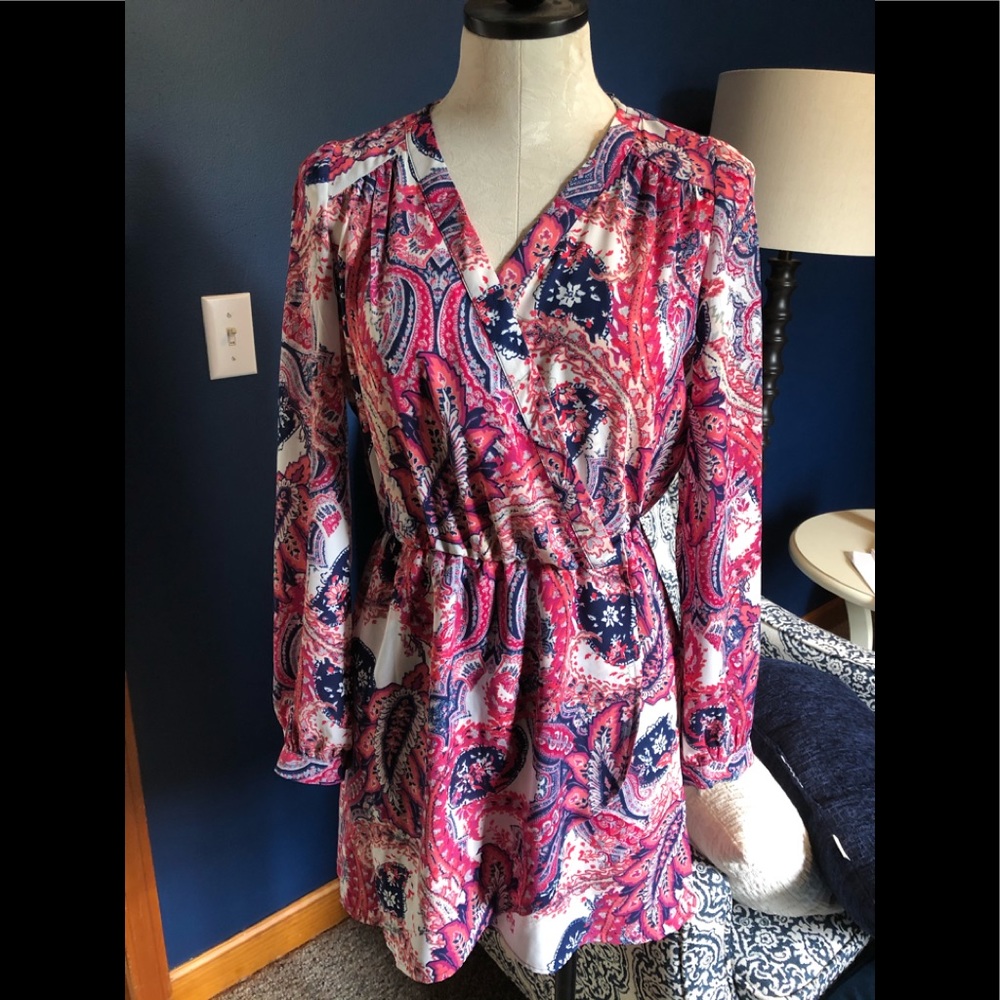 Never been worn paisley print pink and blue dress